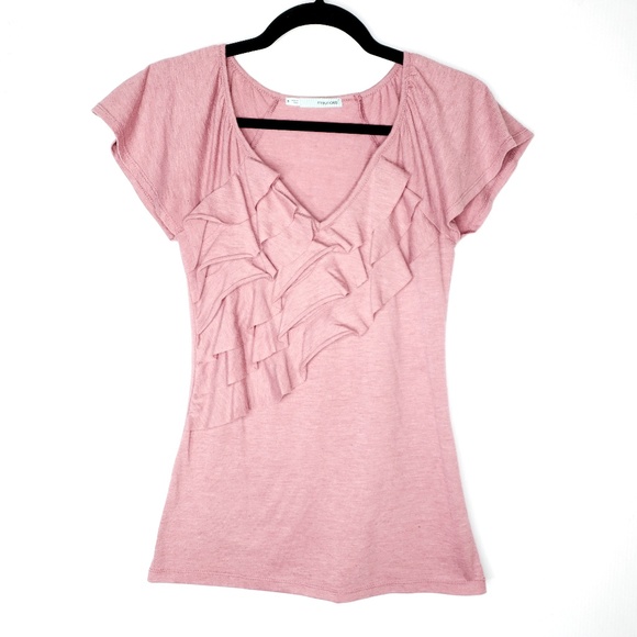 Maurices Pink Ruffled Short Sleeve Top - Picture 4 of 5